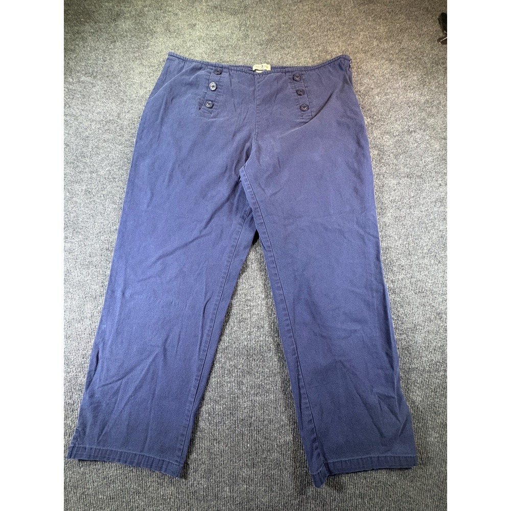 Duck Head Woman Navy Blue Sailor‎ Pants Anchor Button Wide Leg Plus Size 20W